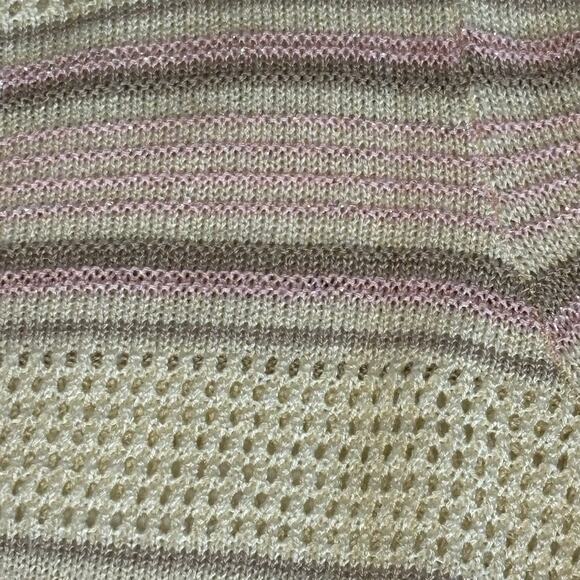 VTG 80s Pointelle Puff Shoulder Sweater Women's M | Cream | Retro Twee Y2K - Picture 4 of 12